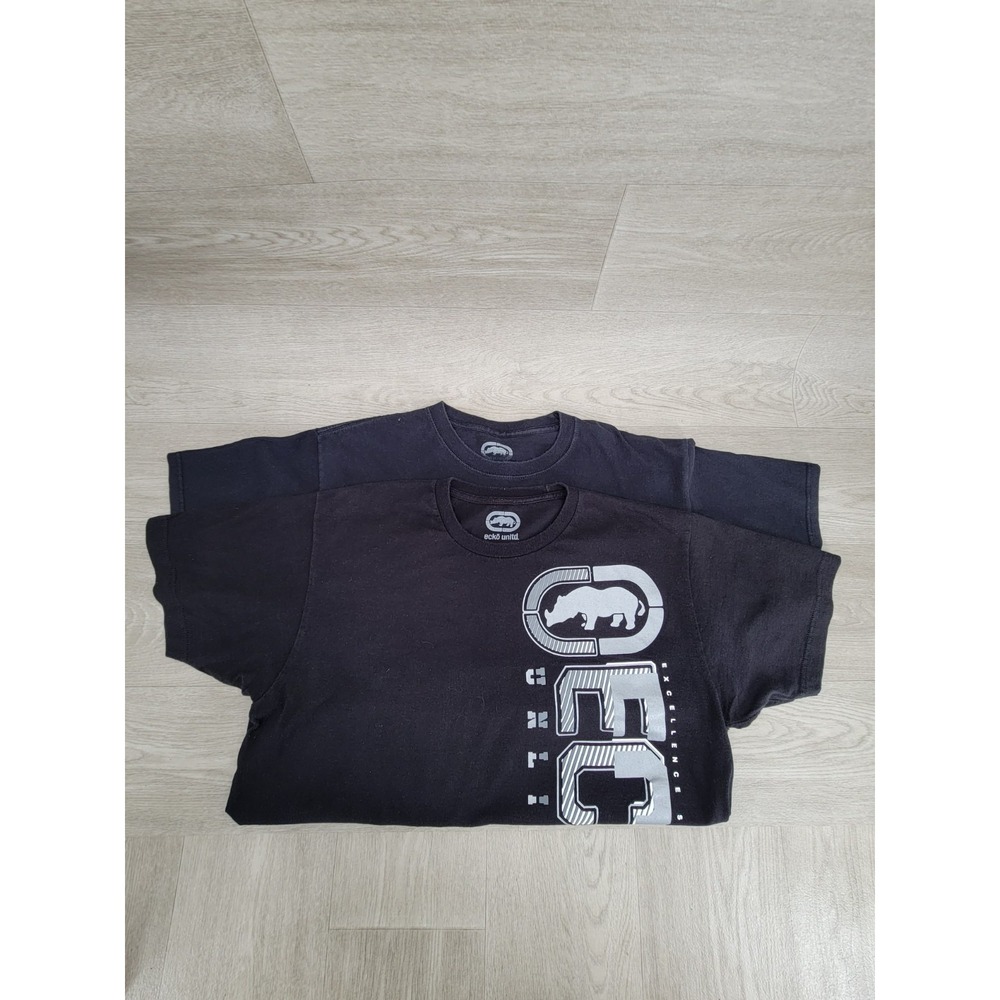 x2 Ecko Unltd T-Shirts Men's L Black World Famous Y2K Streetwear Grunge Logo